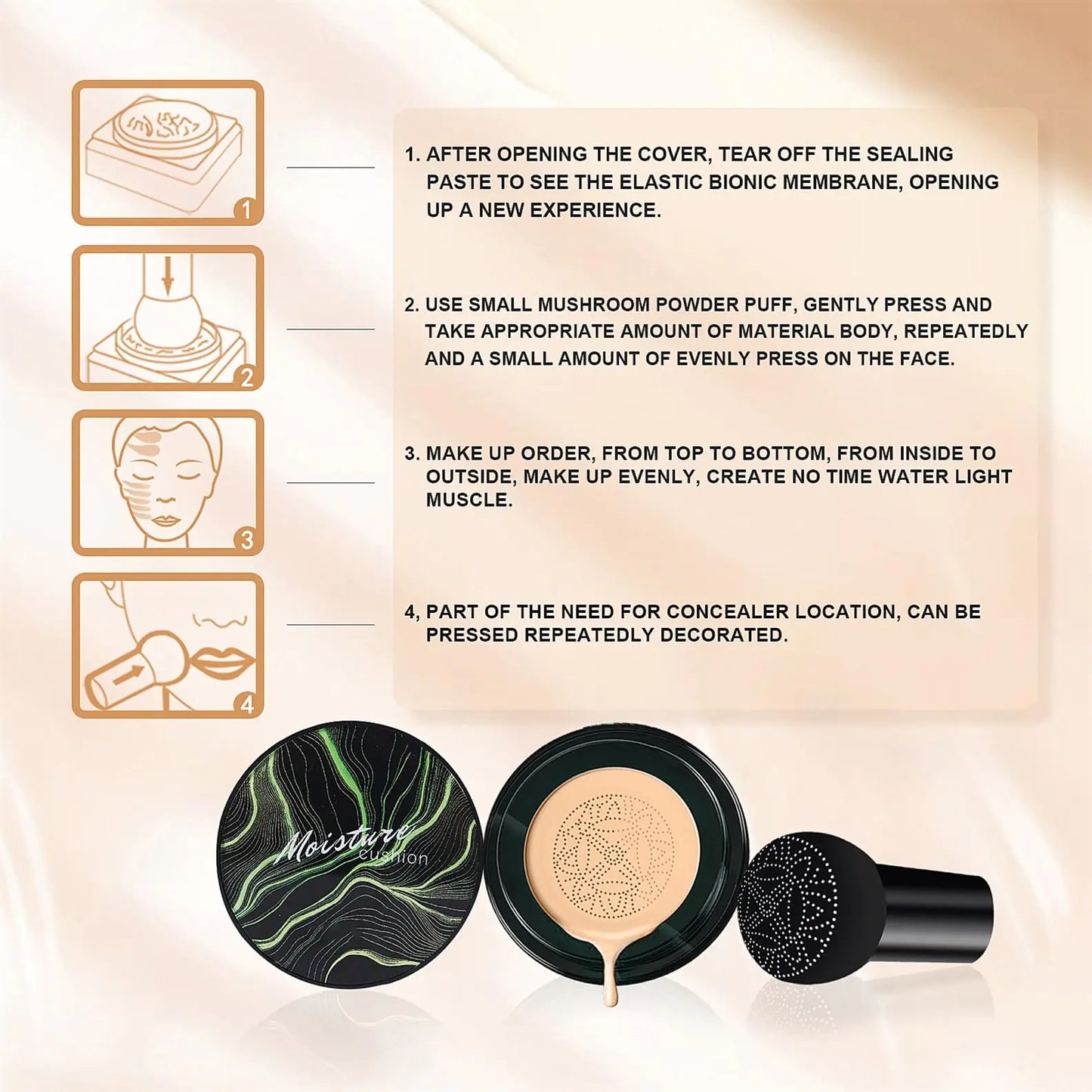 Moisturizing Mushroom Head CC Cream - Long-Lasting Foundation & Concealer for All Skin Types
