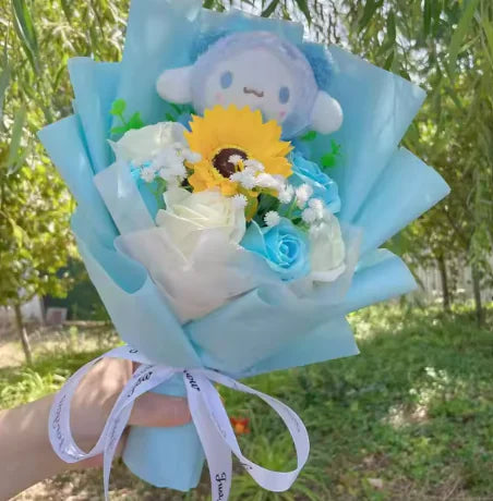 Sweet Doll and Flower Gift Arrangement