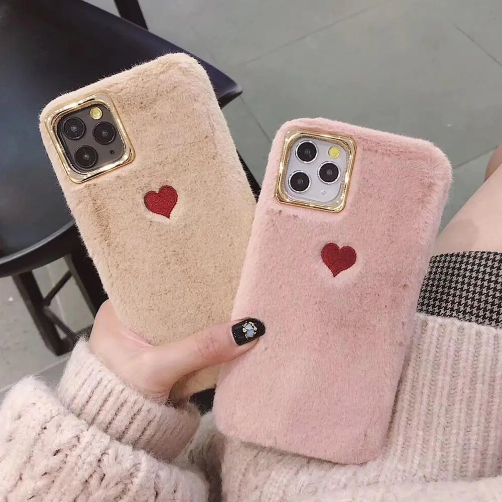 Charming Fluffy Heart Case for Your Phone