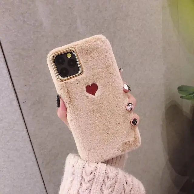 Charming Fluffy Heart Case for Your Phone
