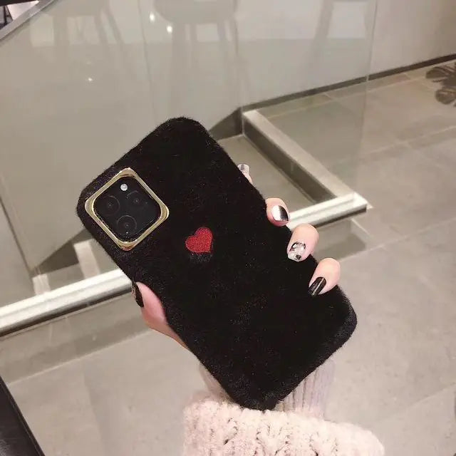 Charming Fluffy Heart Case for Your Phone