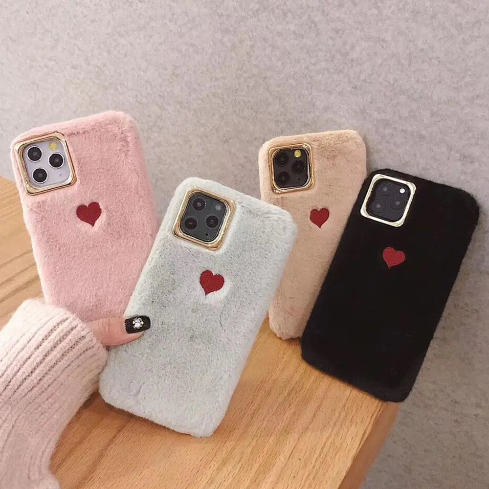 Charming Fluffy Heart Case for Your Phone