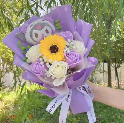 Sweet Doll and Flower Gift Arrangement