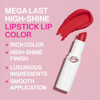 Wet n Wild Mega Last High-Shine Lipstick - Pinky Ring, Bright Pink