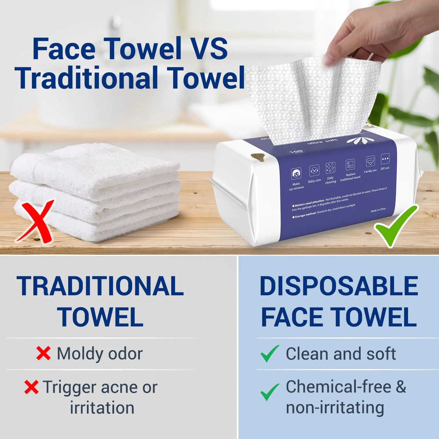 Eco-Friendly Disposable Face Towels – Soft, Lint-Free & Perfect for Sensitive Skin