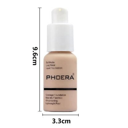 PHOERA 2-Pack Matte Foundation - Porcelain & Nude, 24HR Oil Control