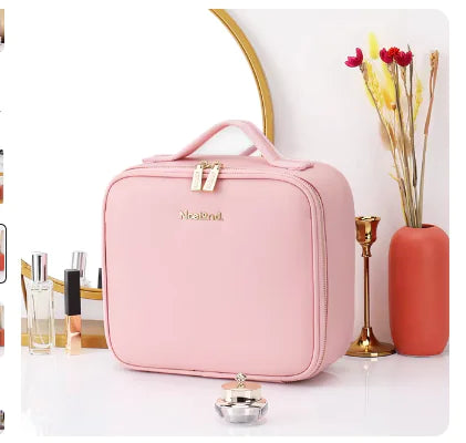 Travel Makeup Bag with Full-Screen Mirror