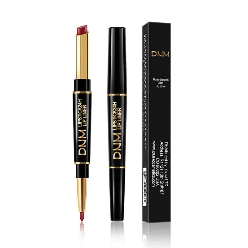 Double Ended Matte Lipstick & Liner – Waterproof Dark Red