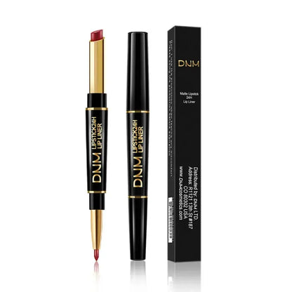 Double Ended Matte Lipstick & Liner – Waterproof Dark Red